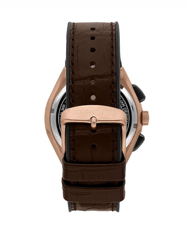 Maserati Triconic with Grey Dial & Brown Leather Strap Men's Watch