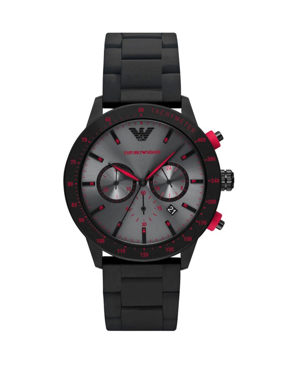 Emporio Armani Mario Grey/Rubber with Black Dial Men's Watch AR11392