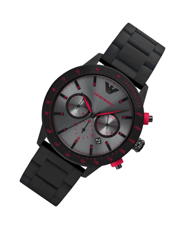 Emporio Armani Mario Grey/Rubber with Black Dial Men's Watch AR11392