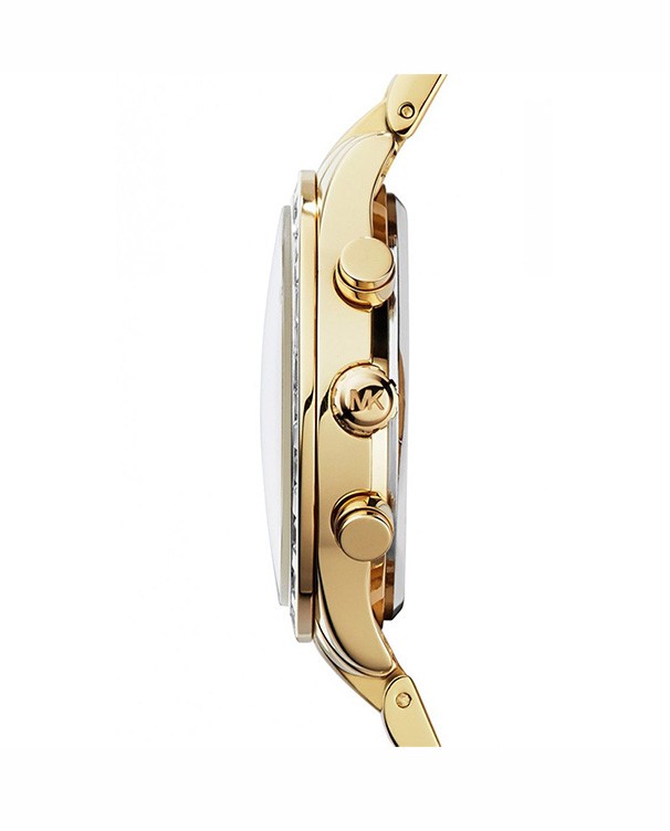 MICHAEL KORS Women Brinkley Chronograph Gold Dial Gold-Tone Watch MK6187