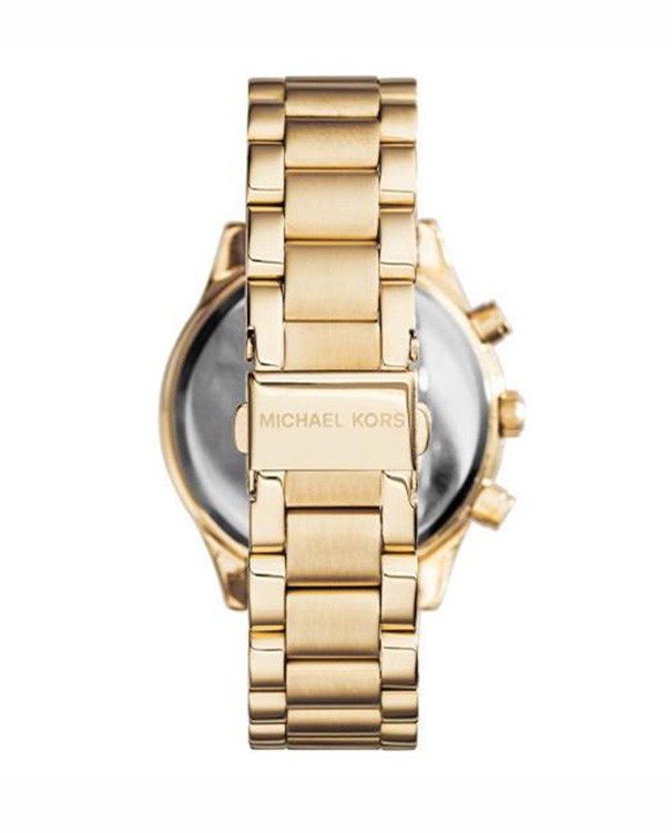 MICHAEL KORS Women Brinkley Chronograph Gold Dial Gold-Tone Watch MK6187