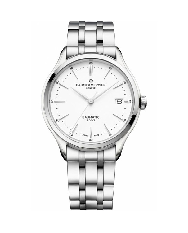 Baume & Mercier Clifton with White Dial and Stainless Steel Bracelet Men's Watch