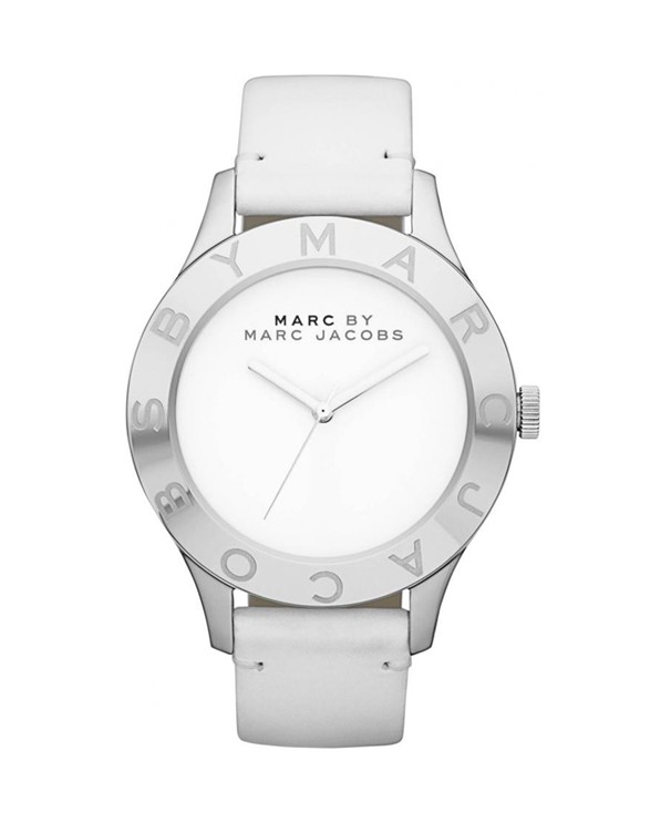 Marc by Marc Jacobs White Leather Strap Steel Case Watch - MBM1200