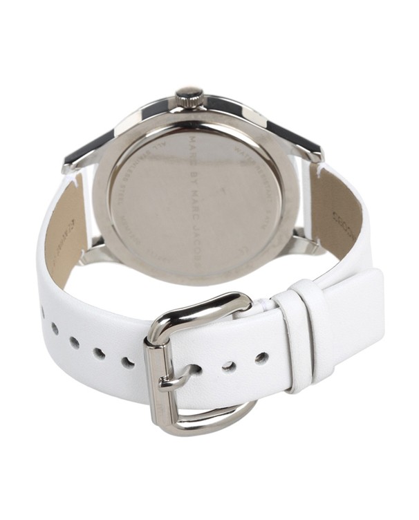 Marc by Marc Jacobs White Leather Strap Steel Case Watch - MBM1200