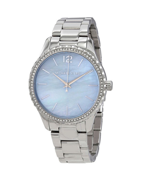 Michael kors silver hot sale and blue watch