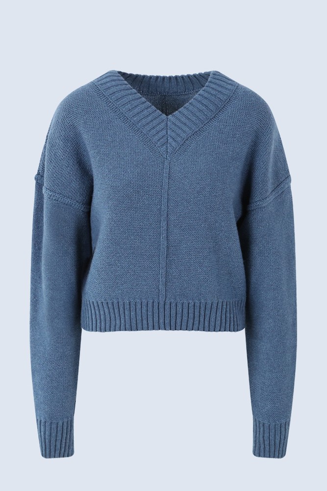 Vulcan V-Neck Knit in bold blue