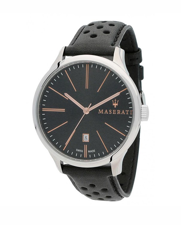 Maserati Attrazione with Black Leather Strap Men's Watch