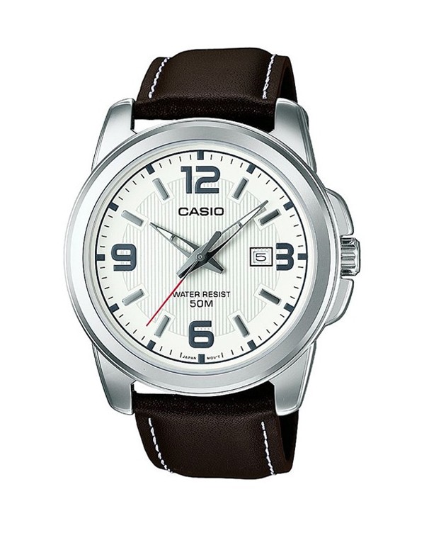 Casio White Dial Leather Strap Men's Watch MTP-1314PL-7AVEF